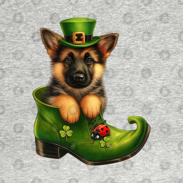 German Shepherd Dog Shoes For Patricks Day by Chromatic Fusion Studio